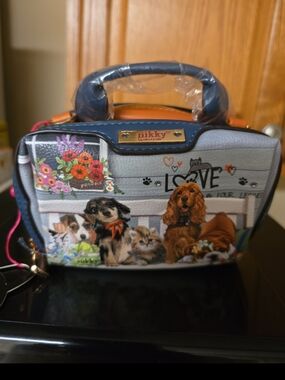 Nicole Lee Multi-Color Puppy Print Crossbody Bag